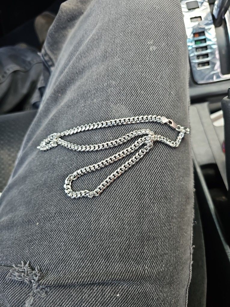 925 Sterling Silver Cuban Chain 20in 4mm Cadena Cubana De Plata