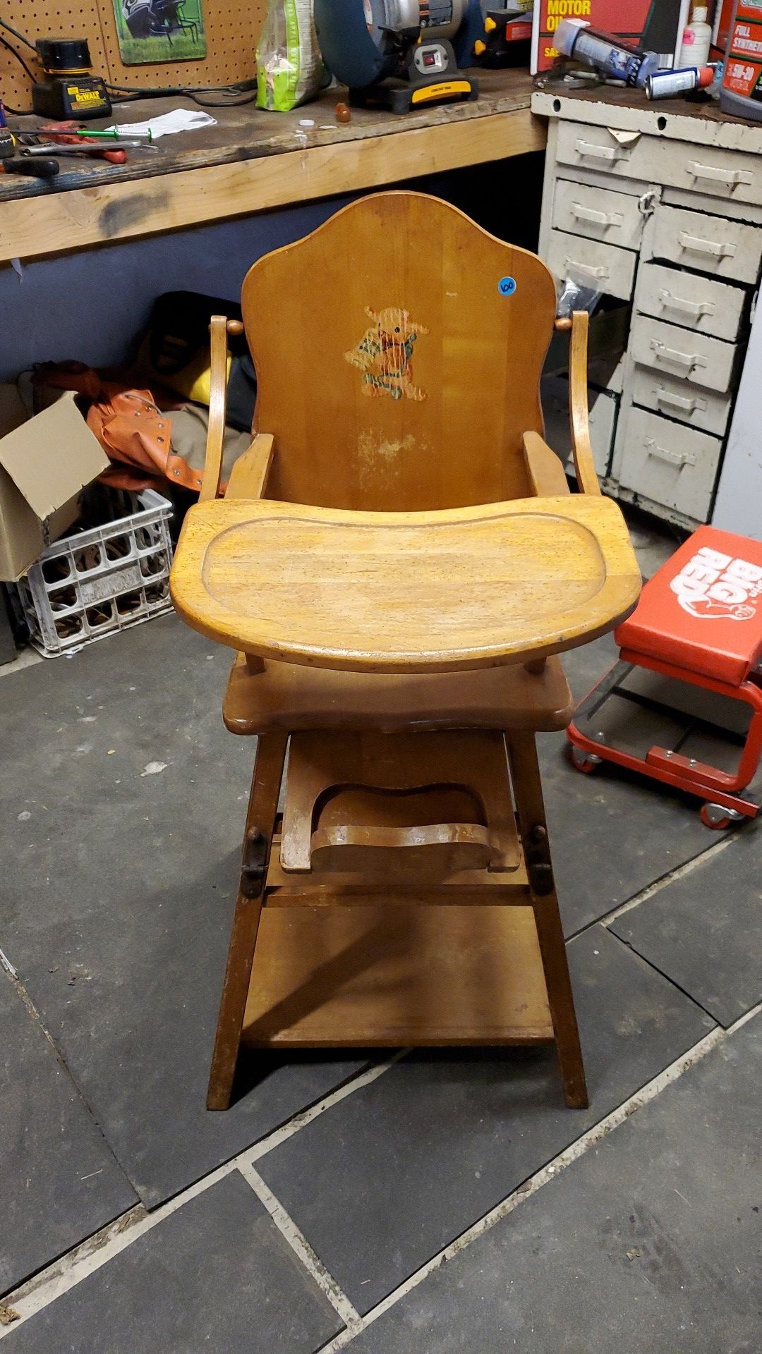 Antique high chair/desk