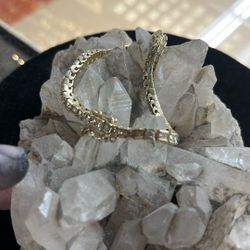 14kt 585 Yellow Gold Natural Diamond Tennis Bracelet 