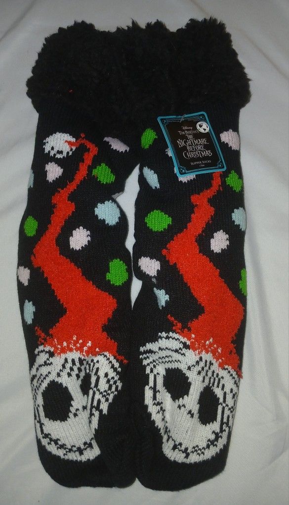 Disney Nightmare Before Christmas Jack Skellington Slipper Socks (Size 4-10) NEW WITH TAGS $7 Pick up in Mckinney