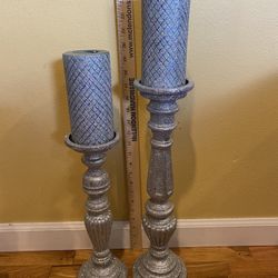 Silver Candle Holders with Candles