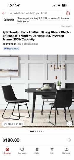 Brand New 2pk Bowden Faux Leather Dining Chairs Black - Threshold