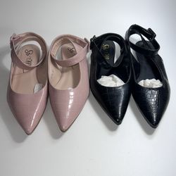 Womens Sling-back Ankle Strap Flat Set Of 2 Size 8.5