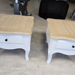 BRAND NEW 
2 Side Tables Or Nightstands Finished In Porter's Chalk Emulison Old Church White With  Timber Top 
