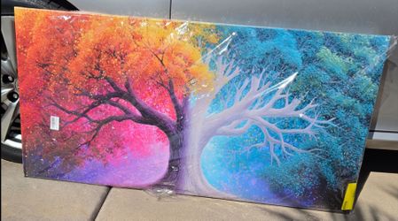 New Tree Wall Art Blue Canvas Art 59 x 29