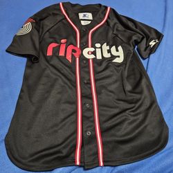 Used Portland Trailblazers "RIP CITY" Starter Baseball Jersey, Men's Small