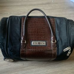 Brighton Weekender Luggage 20” Rolling Duffel Carry-on Travel Bag Black Croc Brown