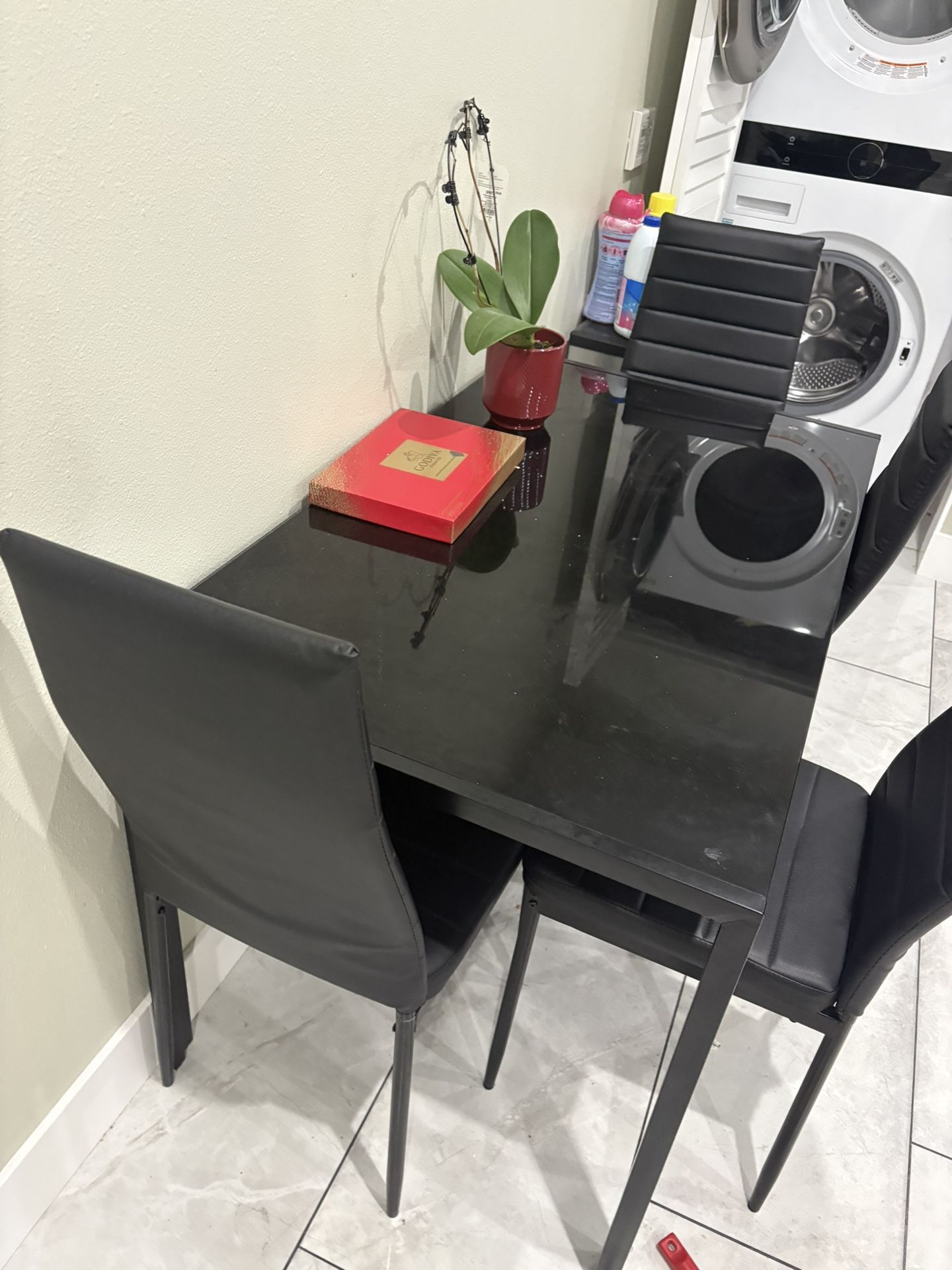 Small glass dining table