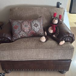 Oversized Nailhead Chair/ Real Leather