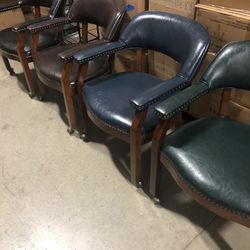 Leather Rolling Chairs With Hardwood Frames - BRAND NEW - 4 Colors Available While They Last 