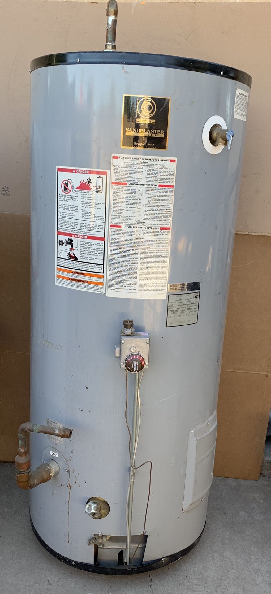 Sandblaster 75 gallon gas water heater