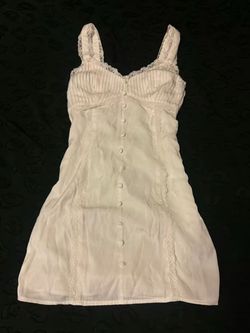 White Lace Trim Button-Front Mini Slip Dress