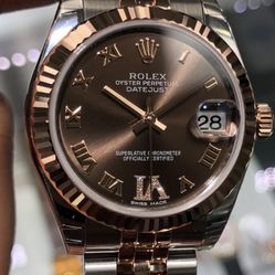 Rolex Datejust 31 Chocolate Diamond 18k Rose Gold Jubilee (Full Set)