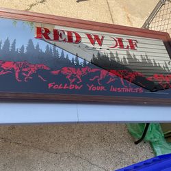 Classic Vintage Red Wolf Lager Mirror 