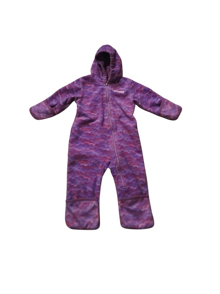 Columbia Full Zip Full Onepiece Bodysuit fleece bunting Tie Dye Pink & Purple Baby 12-18 Month