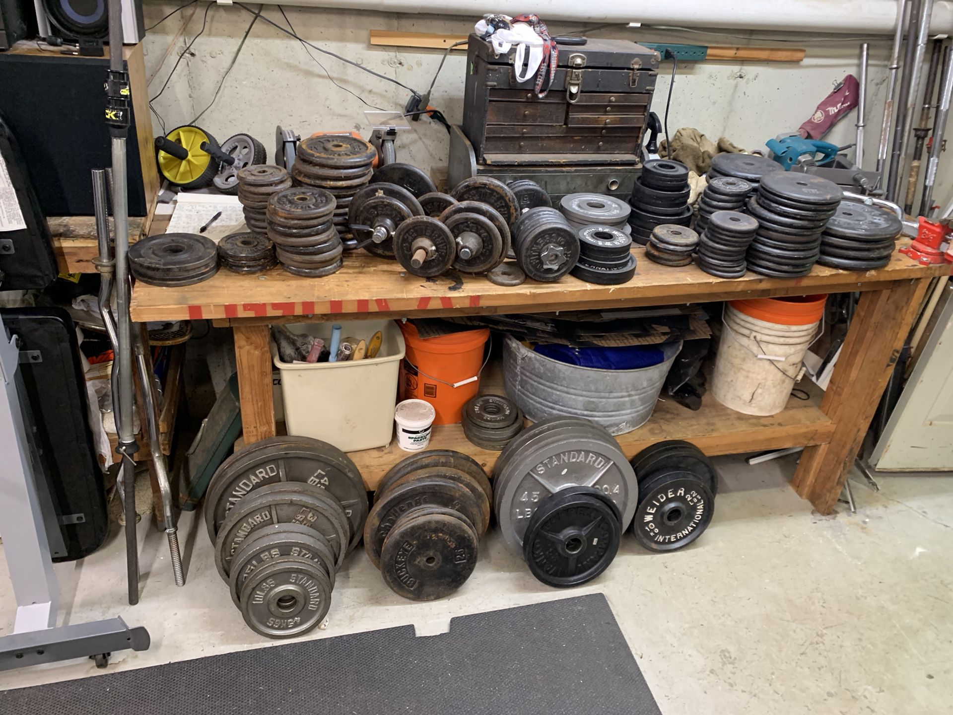 Lots Of Home Gym Equipment! 2” Weights 1” Weights Bars, Squat Racks,  Bench Press, Leg Press And More! (DELIVERY AVAILABLE!)
