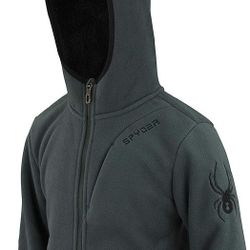Spyder Boys Sherpa Lined Polar Fleece Hooded Jacket - Ebony Size M New.