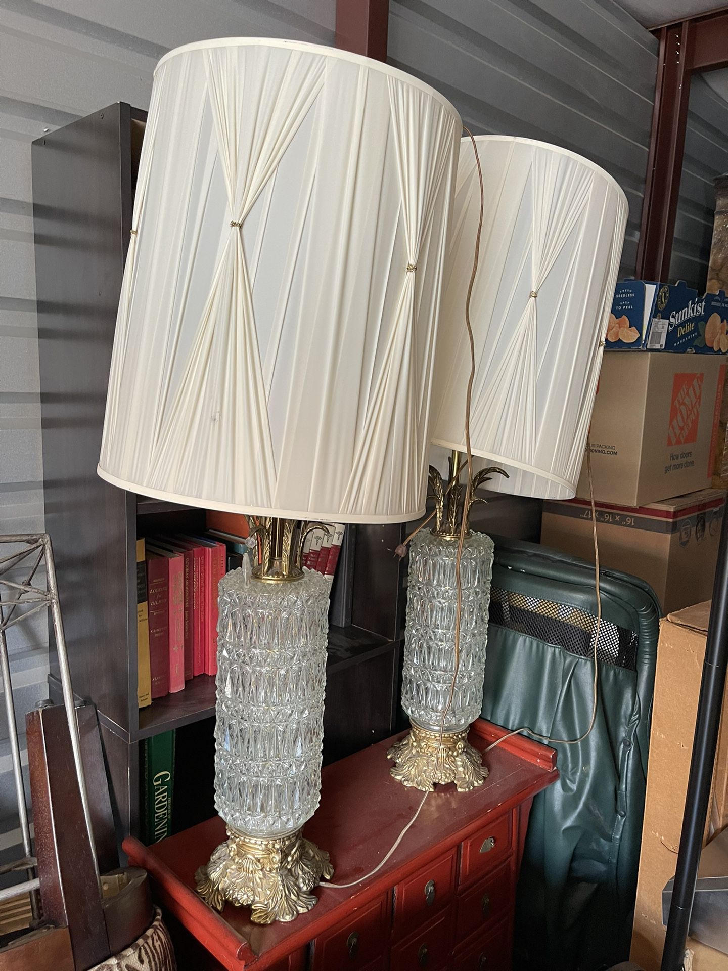 Pair Of Vintage Glass Lamps  