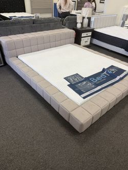 Cali King Bed Frame With 12 Inch Gel Memory Foam Mattress