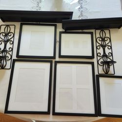 Set Of Large Picture Frames, Shelves And Candle Holders 