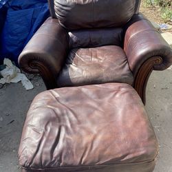 Leather Chair With ottoman