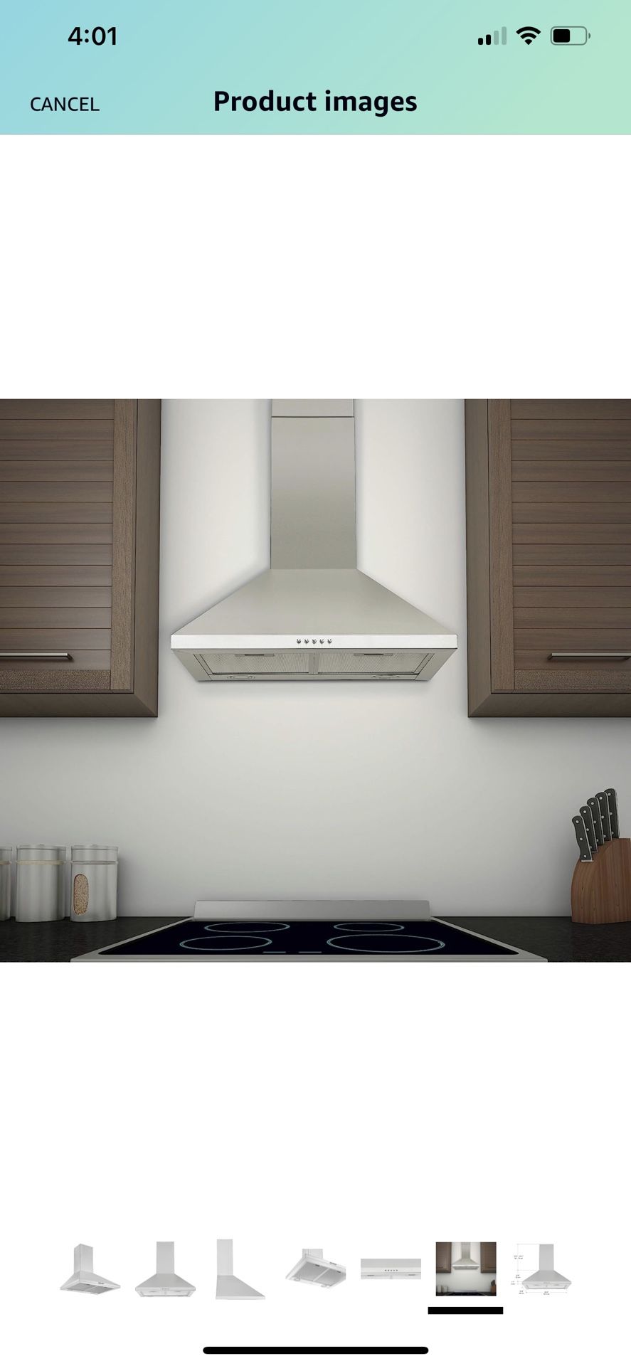 Ancona AN 1534 24” 440 CFM Convertible Wall Mount Pyramid Range Hood