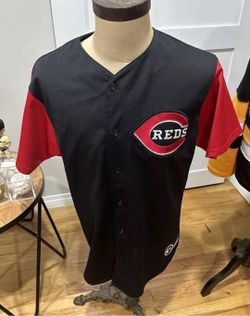 Majestic Cincinnati Reds #30 Ken Griffey Junior MLB Black Baseball Jersey Men L