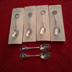 VINTAGE MINIATURE DEMITASSE SILVER PLATED COLLECTOR SPOONS! SET OF 6
