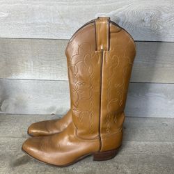 Vintage Justin 5526 Women's 7.5 B Cowboy Cognac Brown Western Boots 