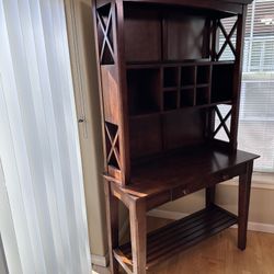 Solid Wood Secretary Desk & Hutch