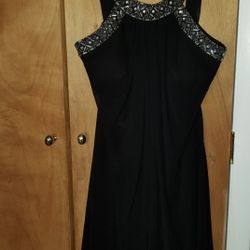 JS Boutique Beaded Black Dress Size 14 Like New