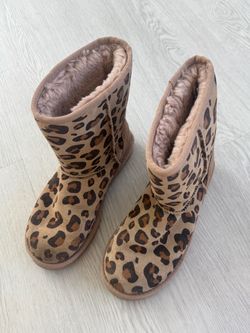Leopard Print Shearling-Lined Boots 7size