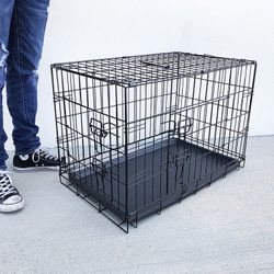 (Brand New) $40 Folding 30” Dog Cage 2-Door Folding Pet Crate Kennel w/ Tray 30”x18”x20” 