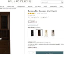 Ballard Designs Tuscan Filing Cabinet and Hutch