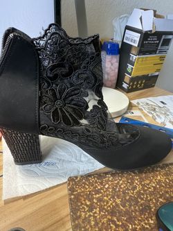 Black Heels Beaded