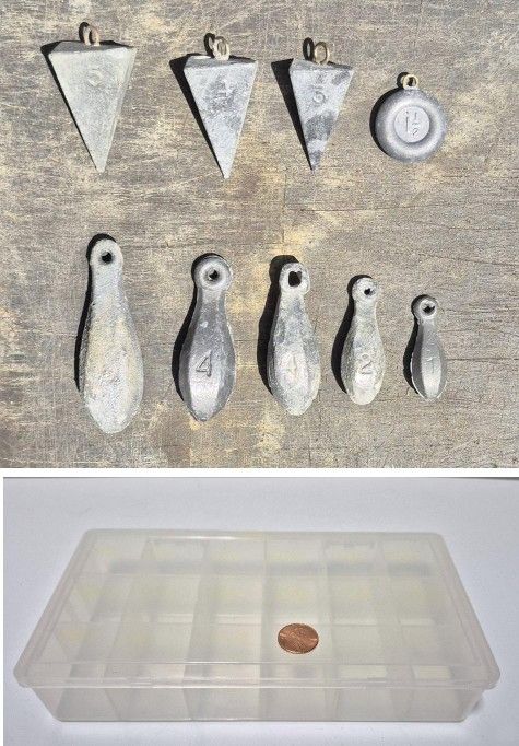 LEAD, SINKERS, FISHING WEIGHTS, PARTS CONTAINER