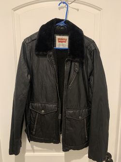 Levi’s Leather Jacket With Furry Colar