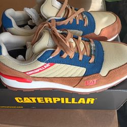 New CAT brand construction boots with steel toe cap, size US 8 1/2