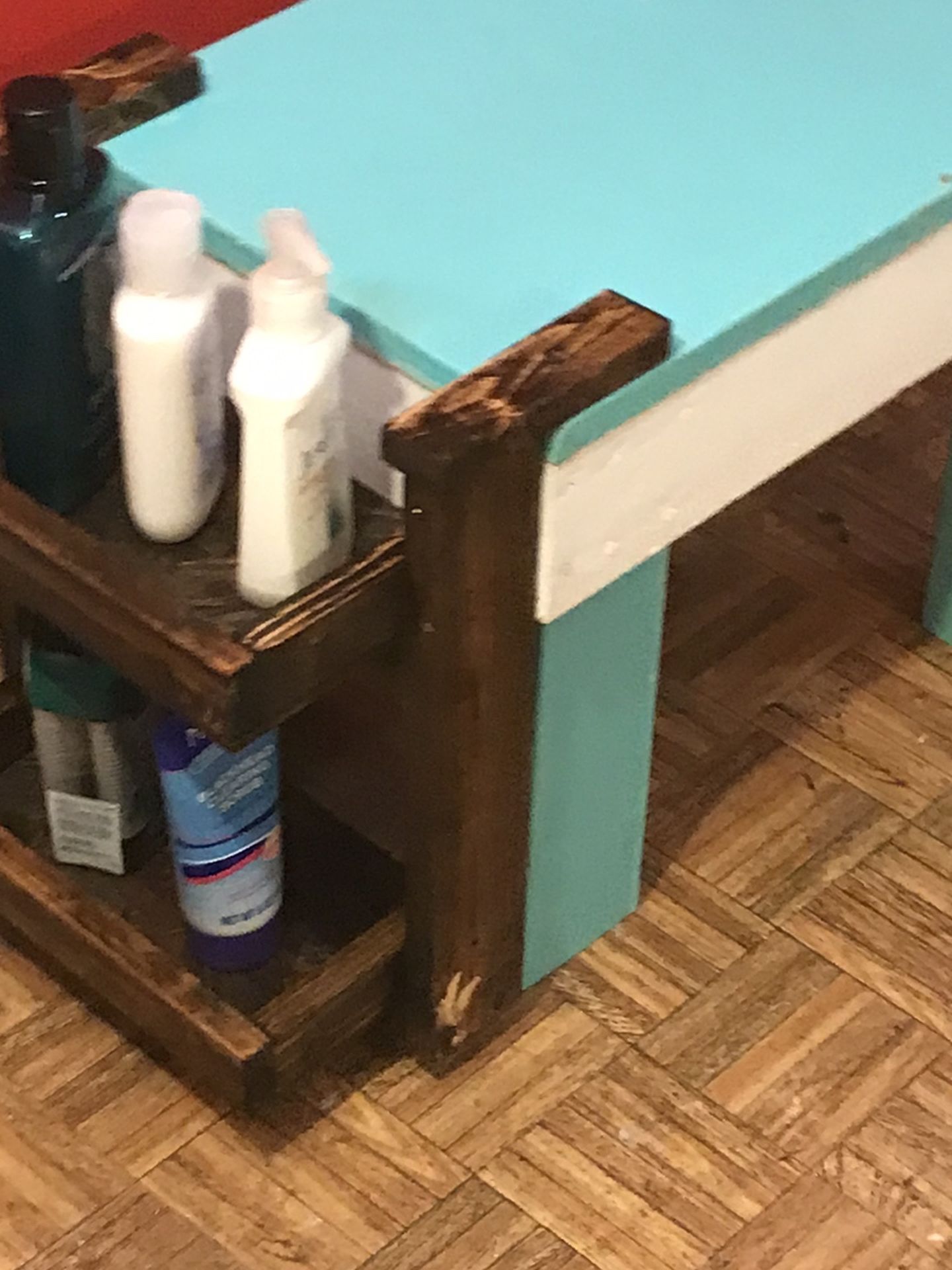 Bedroom /Bathroom Stool With Attached 2 Tier Caddy Storage