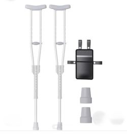 Aluminum Crutches for Adults & Seniors, Adjustable crutches for walking, confortable lightweight with underarm pad & crutch bag & hand grip 300 lb wei