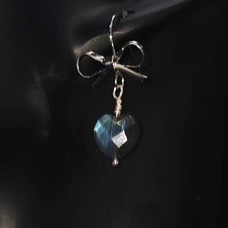 Labradorite Heart Sterling Silver Earrings 