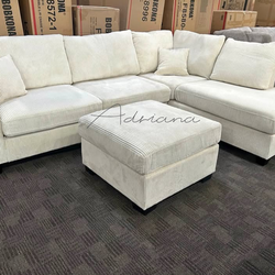 Brand New 3-Pc Corduroy Sectional Sofa Set ✅ No Tax ✅