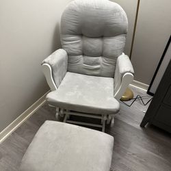 Rocking Chair And Ottoman Grey And White 