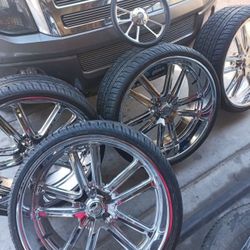 Chevy 24inch Us Mags New tires Matching Steering Wheel