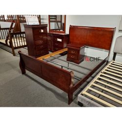 4 Piece Queen Size Bedroom Set  ( Included Bed Frame ,Dresser,  Mirror , Nightstand )