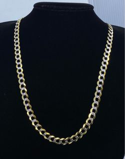 $4725 Two Tone Yellow and White Gold Cuban Chain Necklace