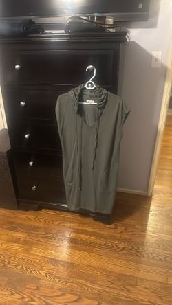 Mac Studio, hooded, dark green sweatshirt dress