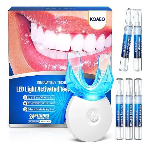 Teeth Whitening Kit - 3 Teeth Whitening Pens + 2 Desensitizing Pens - LED Light - 35% Carbamide Peroxide - Safe & Dentist-Recommended - Fast 7-Day Vis