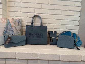 Badgley Mischka Four Blue Bag Set