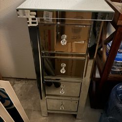4-Drawer Mirrored Floor Storage Cabinet